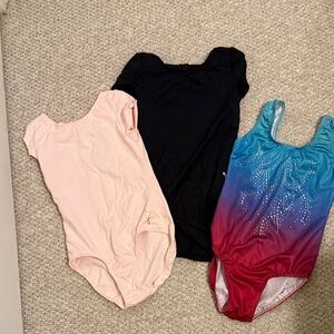 Justice Pink, Black & Blue-Pink Gradient Kids One-Piece Leotards